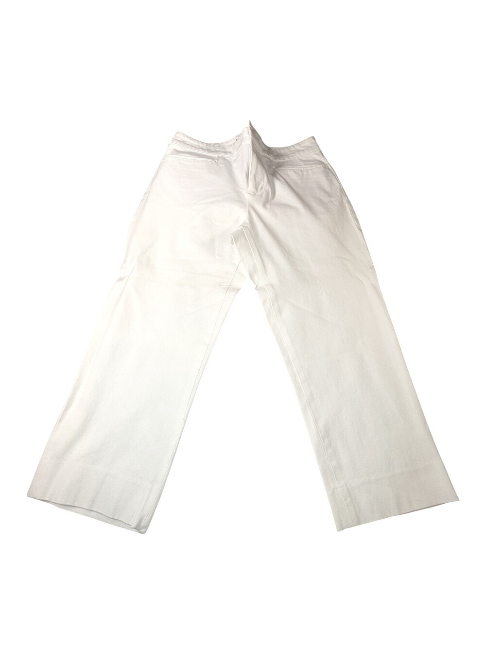 Chaps Womens White Cropped Capri Pants Wide Leg Cotton Blend Size 8